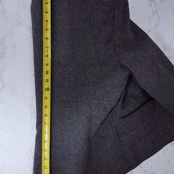 KASPER Houndstooth Blazer Zipper Pockets Size 12 Black Blue Office Classic - Picture 11 of 12